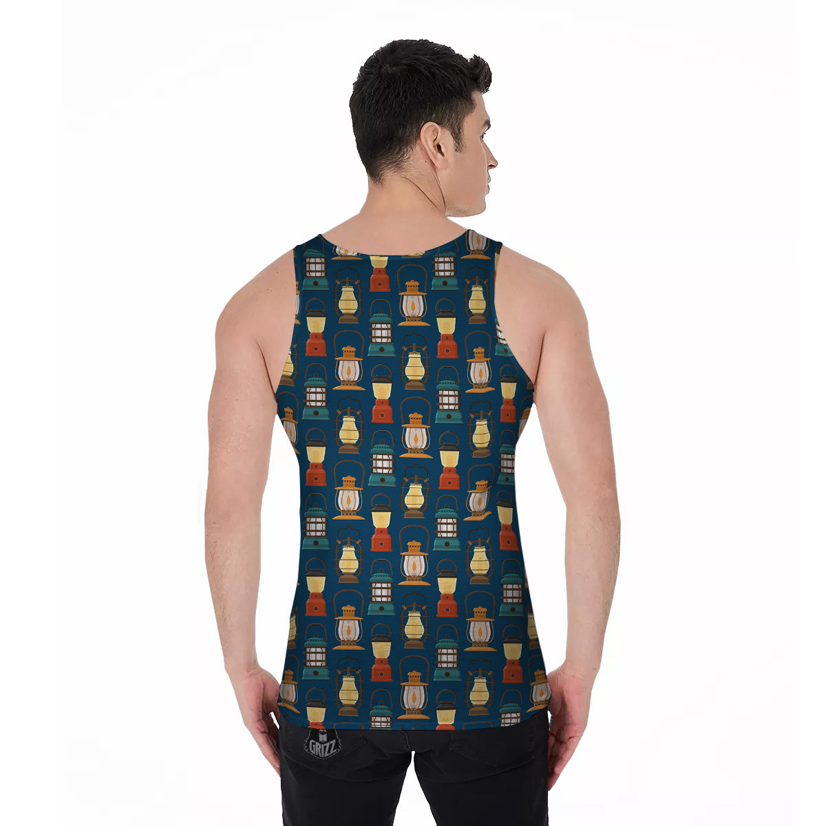 Camping Lantern Vintage Print Pattern Men's Tank Top-grizzshop