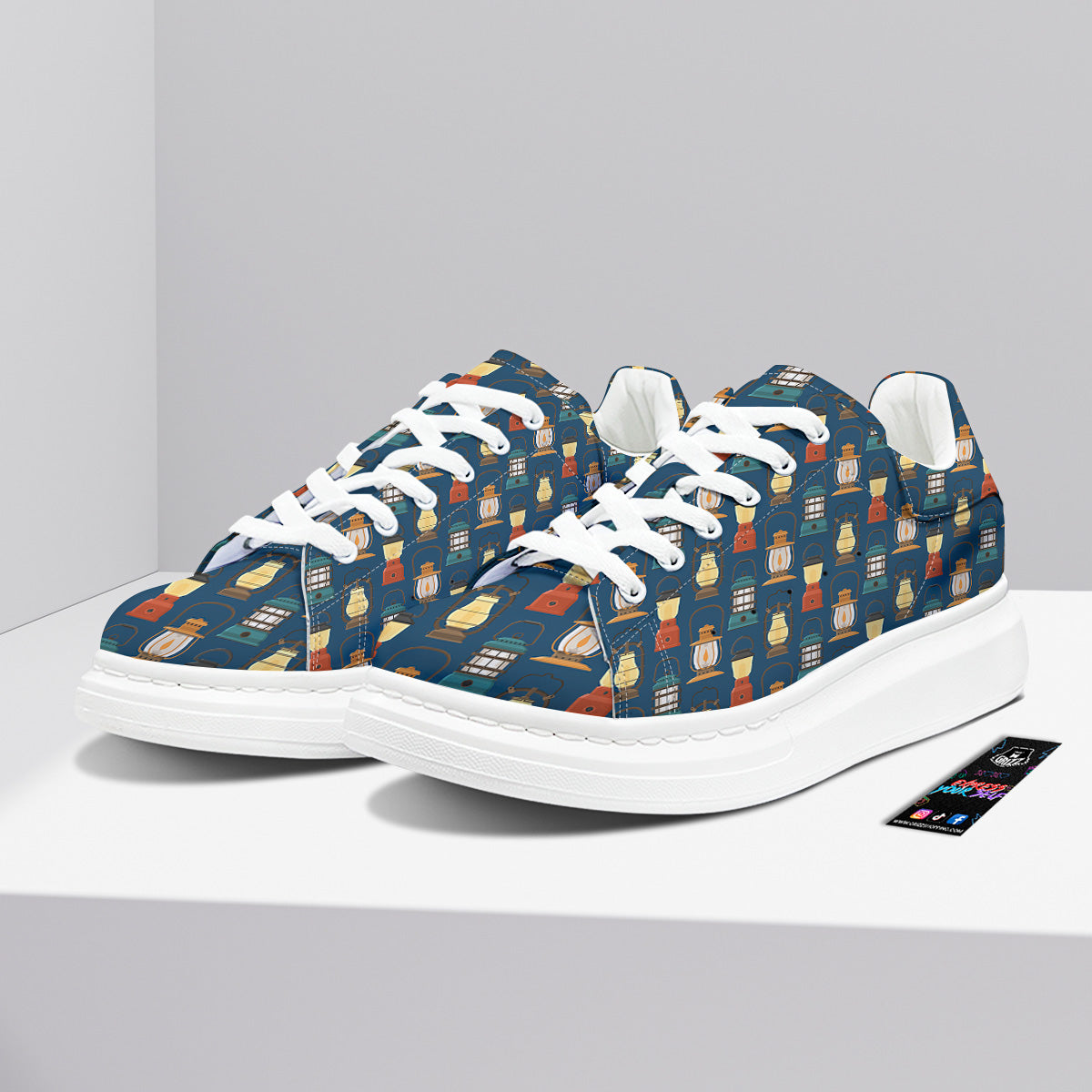Camping Lantern Vintage Print Pattern Platform Shoes-grizzshop