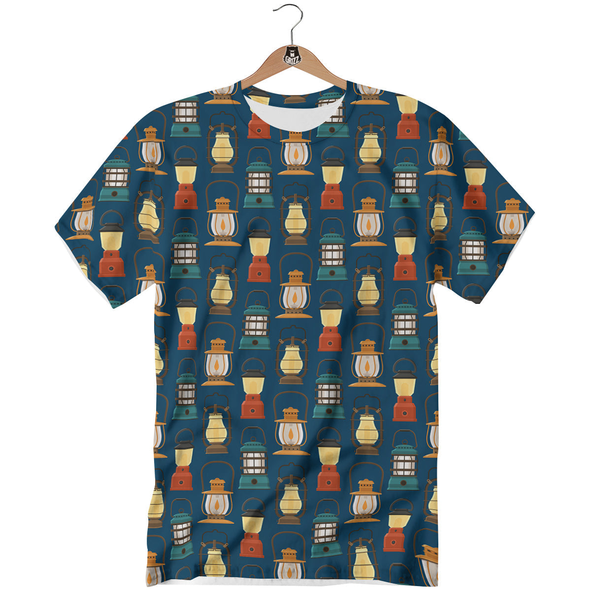 Camping Lantern Vintage Print Pattern T-Shirt-grizzshop
