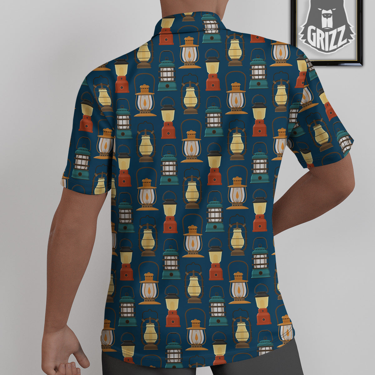 Camping Lantern Vintage Print Pattern Untucked Shirts-grizzshop