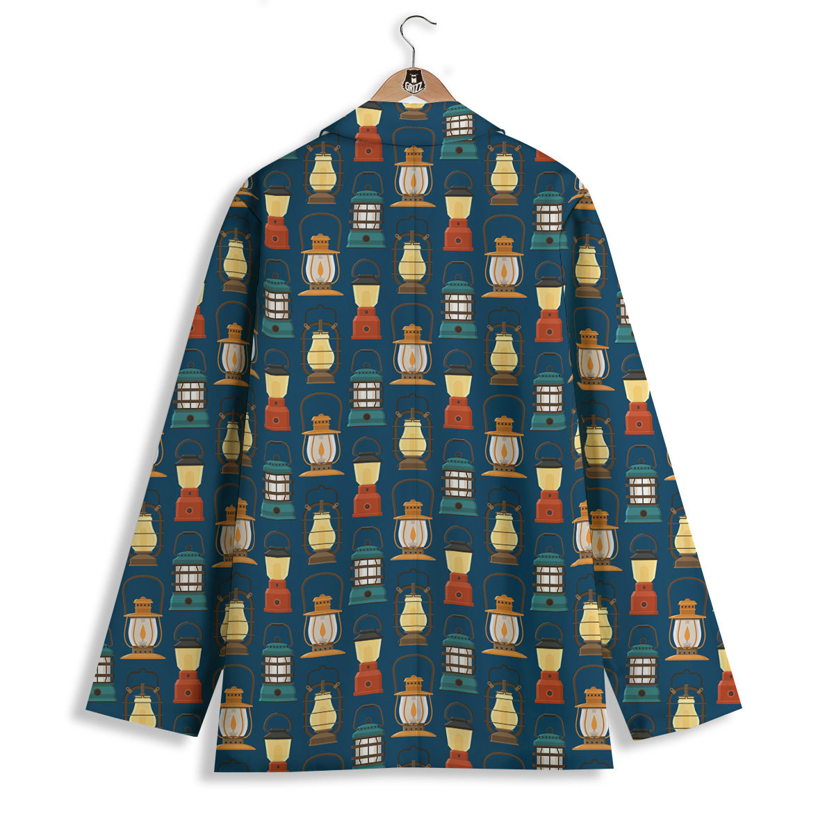 Camping Lantern Vintage Print Pattern Women's Blazer-grizzshop