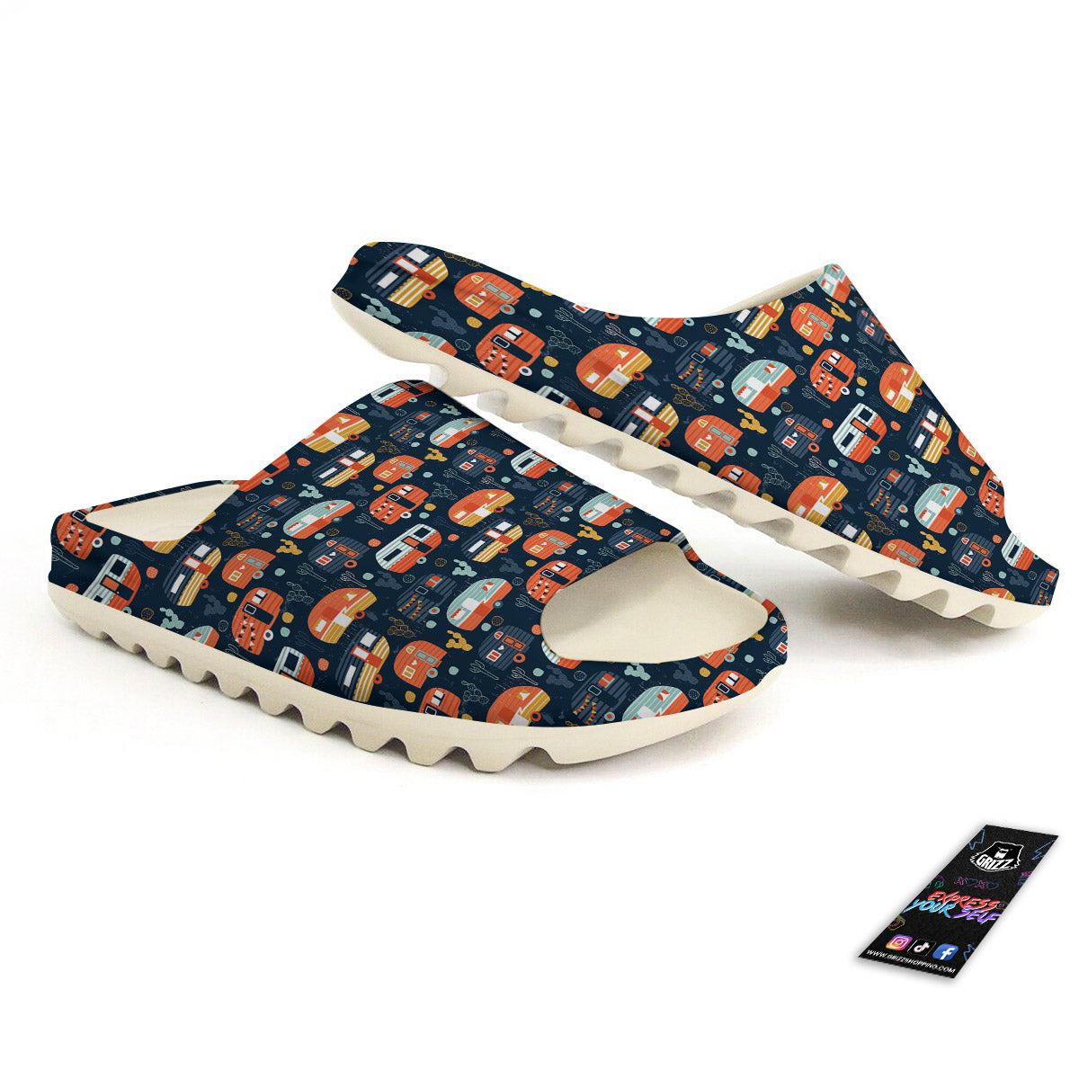 Camping Caravan Print Pattern Sandals-grizzshop