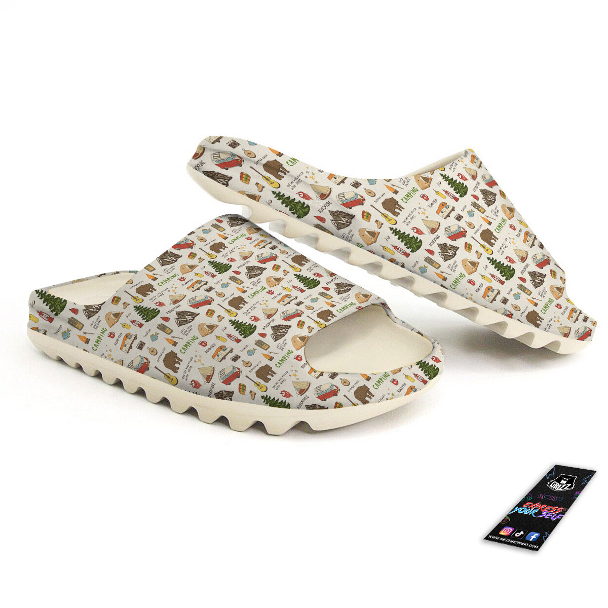 Camping Cartoon Print Pattern Sandals-grizzshop