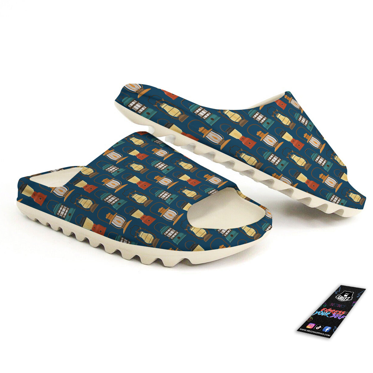 Camping Lantern Vintage Print Pattern Sandals-grizzshop