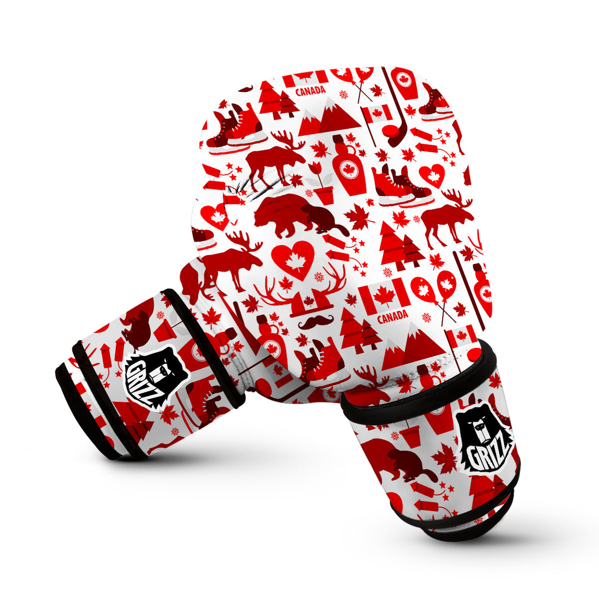 Canada Love Pattern Print Boxing Gloves-grizzshop