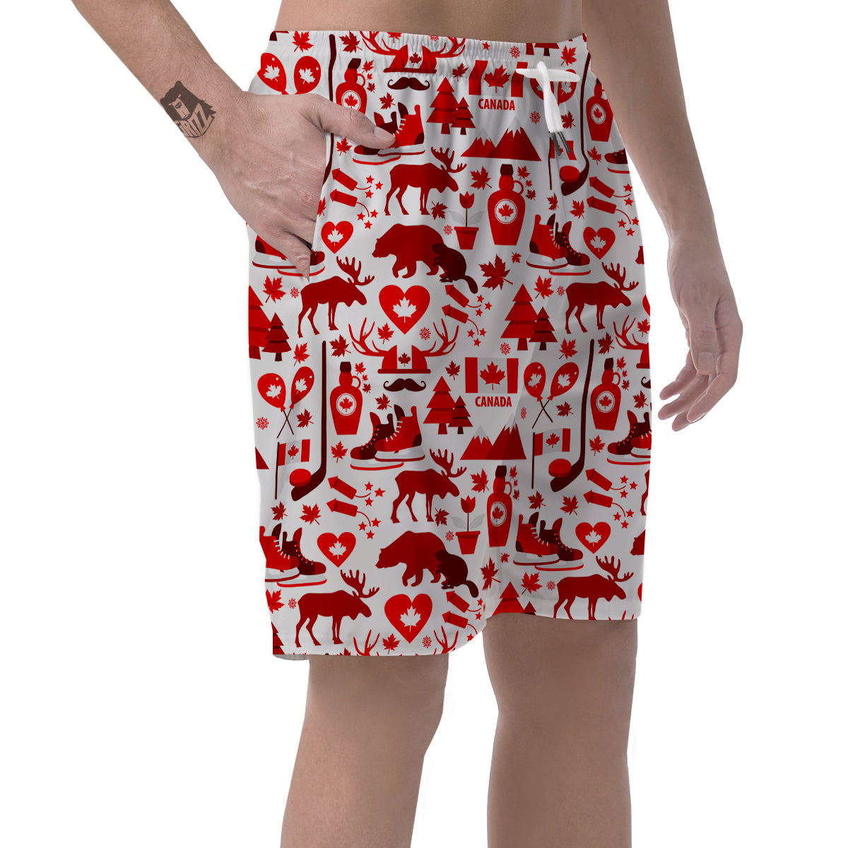 Canada Love Pattern Print Men's Shorts-grizzshop