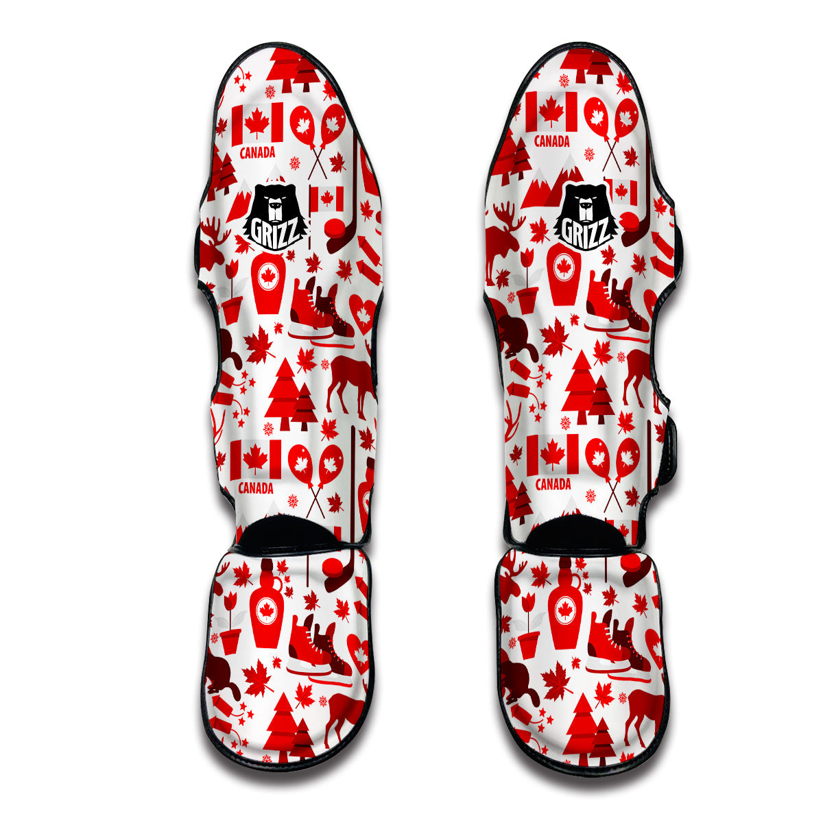 Canada Love Pattern Print Muay Thai Shin Guards-grizzshop