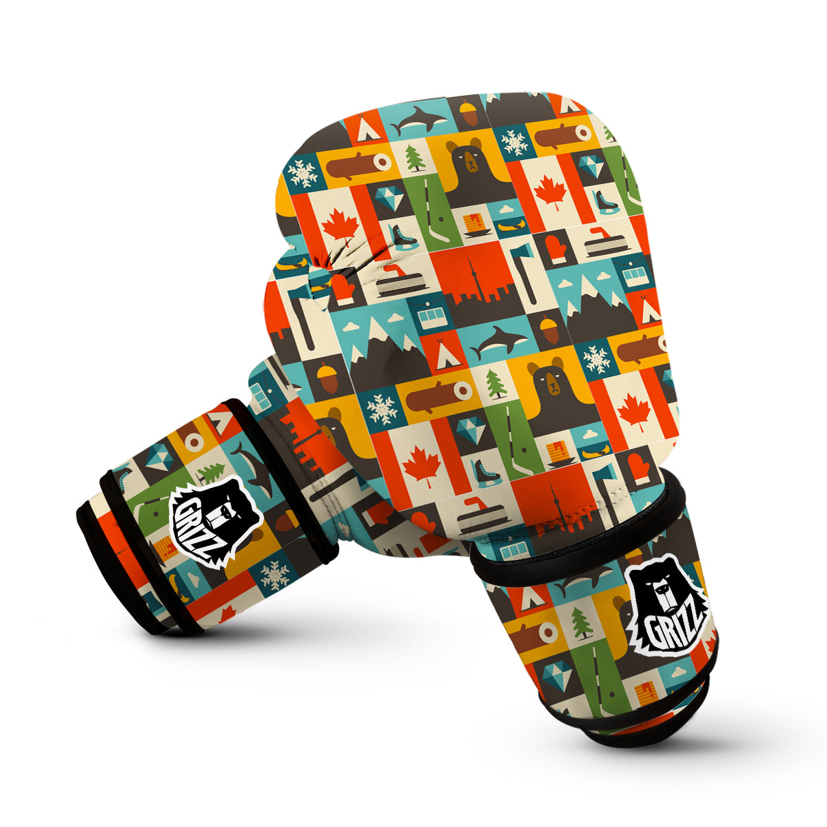 Canada Pattern Print Boxing Gloves-grizzshop