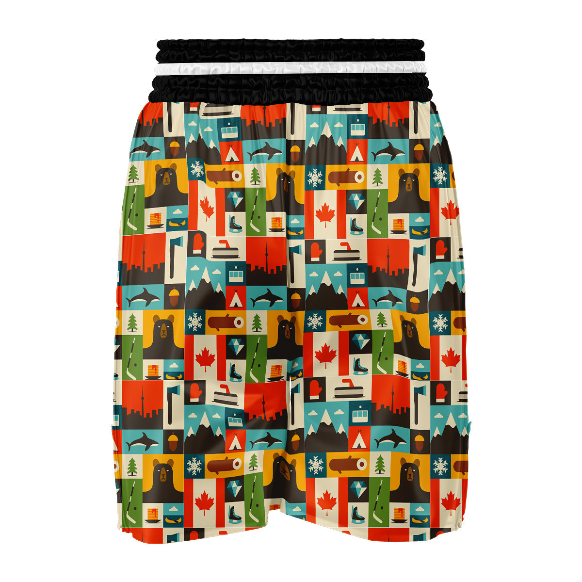 Canada Pattern Print Boxing Shorts-grizzshop