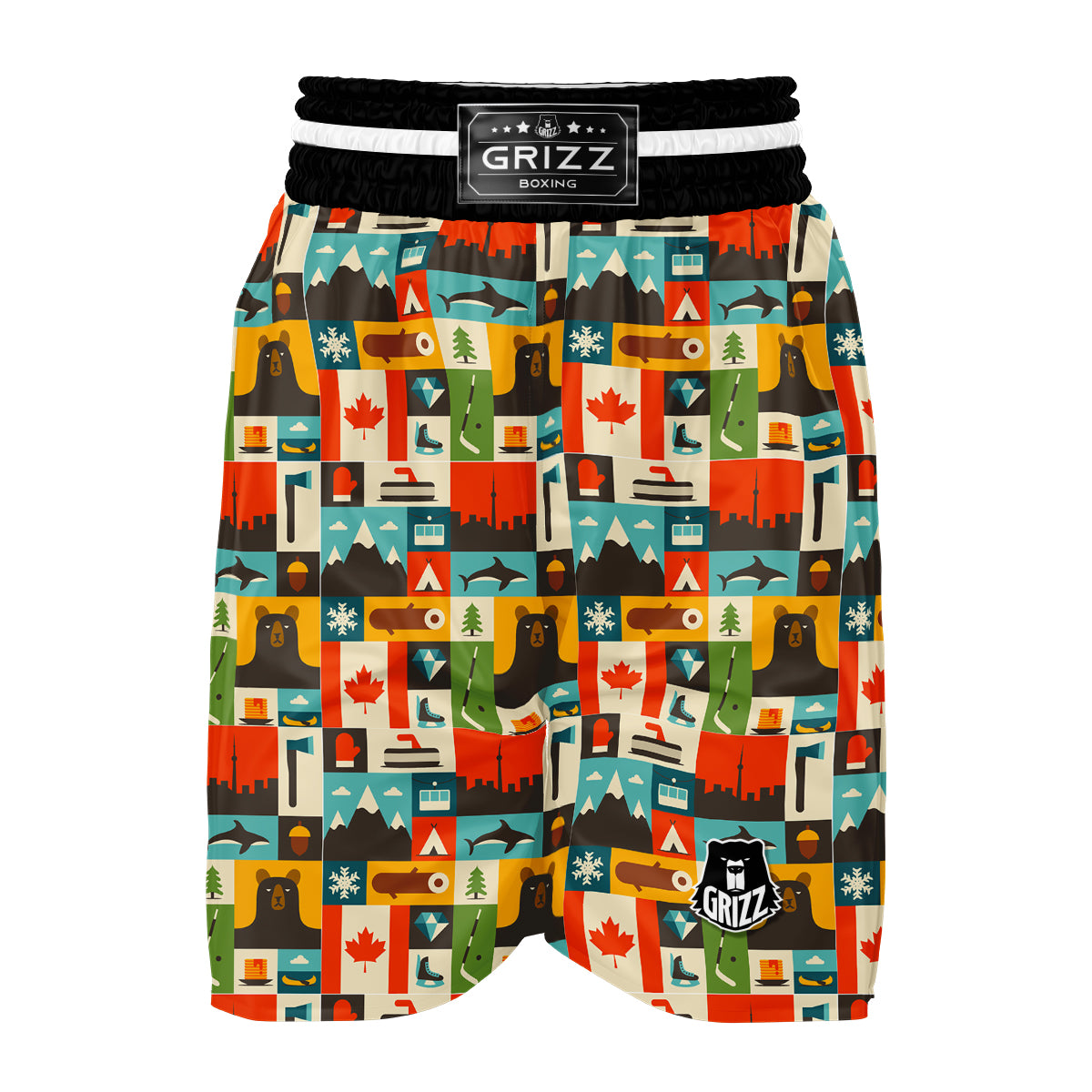 Canada Pattern Print Boxing Shorts-grizzshop