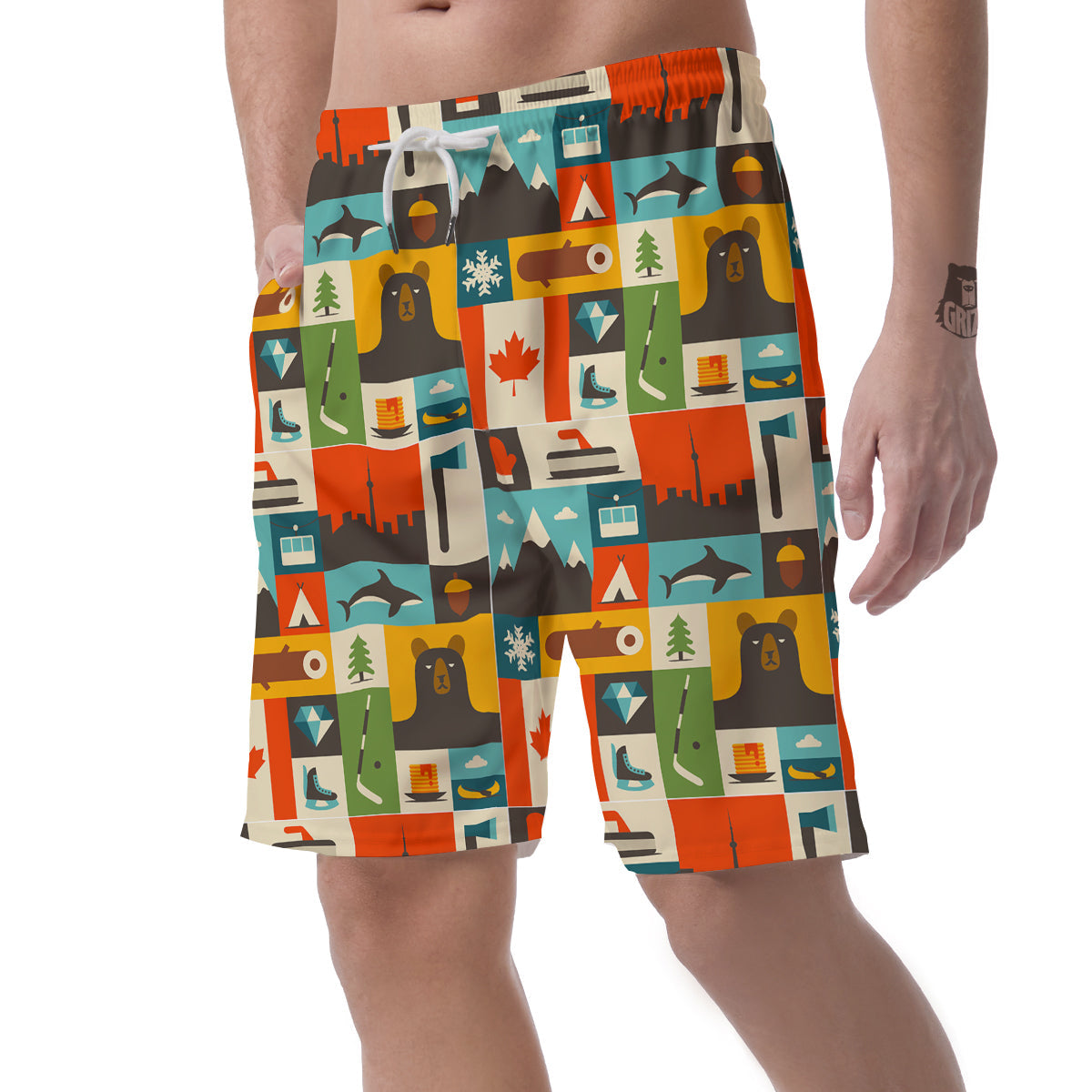 Canada Pattern Print Men's Shorts-grizzshop