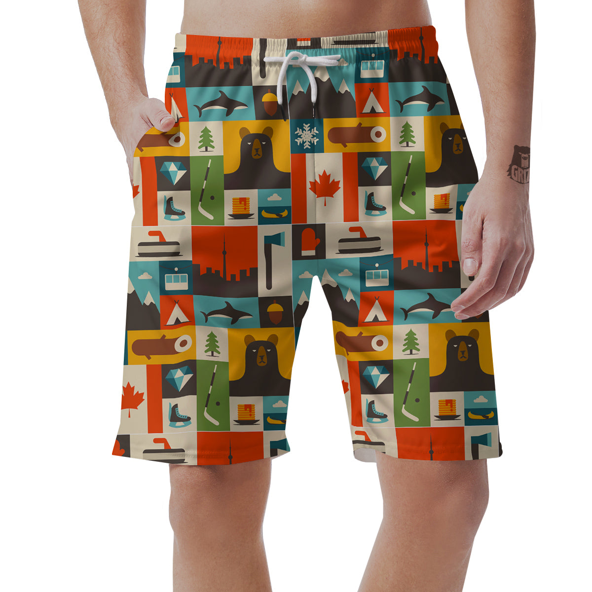 Canada Pattern Print Men's Shorts-grizzshop