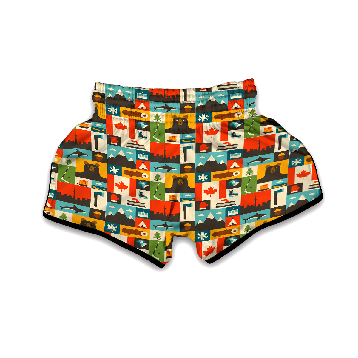 Canada Pattern Print Muay Thai Boxing Shorts-grizzshop