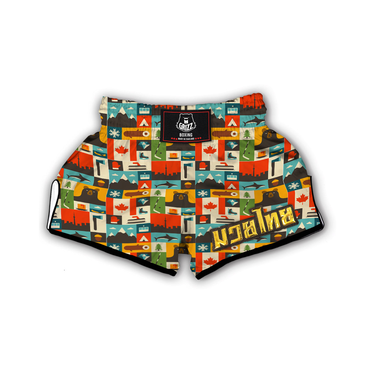 Canada Pattern Print Muay Thai Boxing Shorts-grizzshop