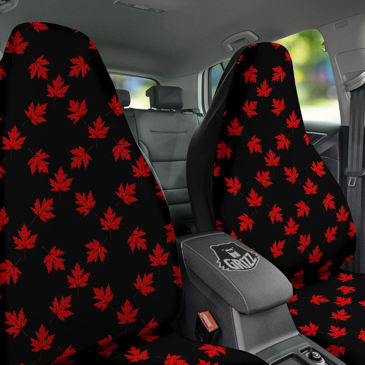 Canadian Maple Leaf Red And Black Print Car Seat Covers-grizzshop