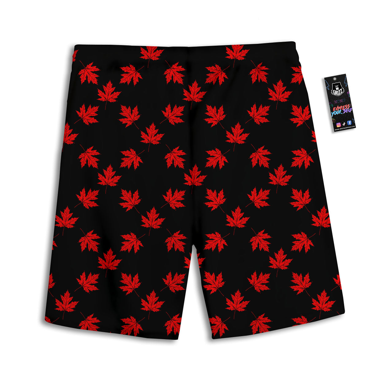 Canadian Maple Leaf Red And Black Print Men's Athletic Shorts