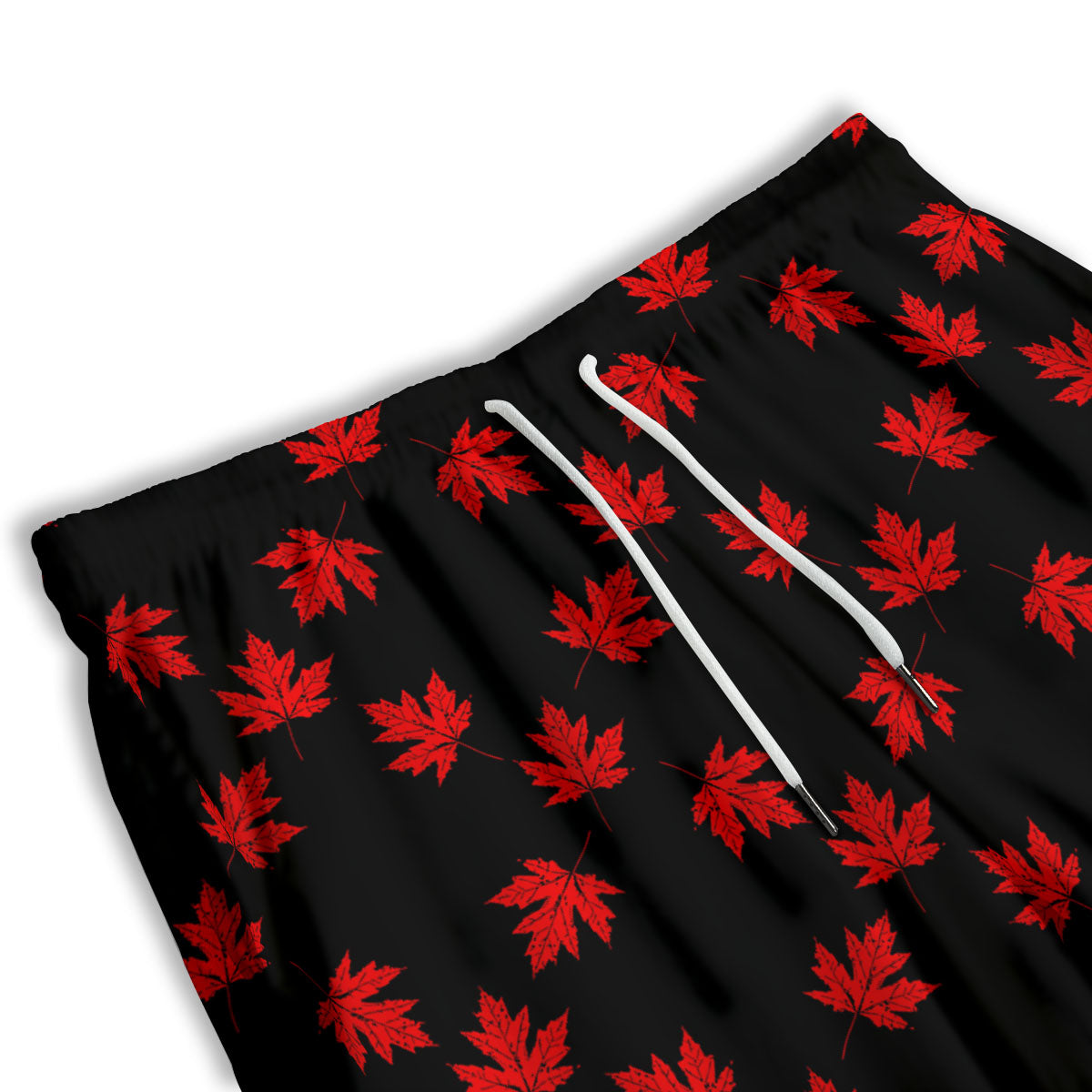 Canadian Maple Leaf Red And Black Print Men's Athletic Shorts