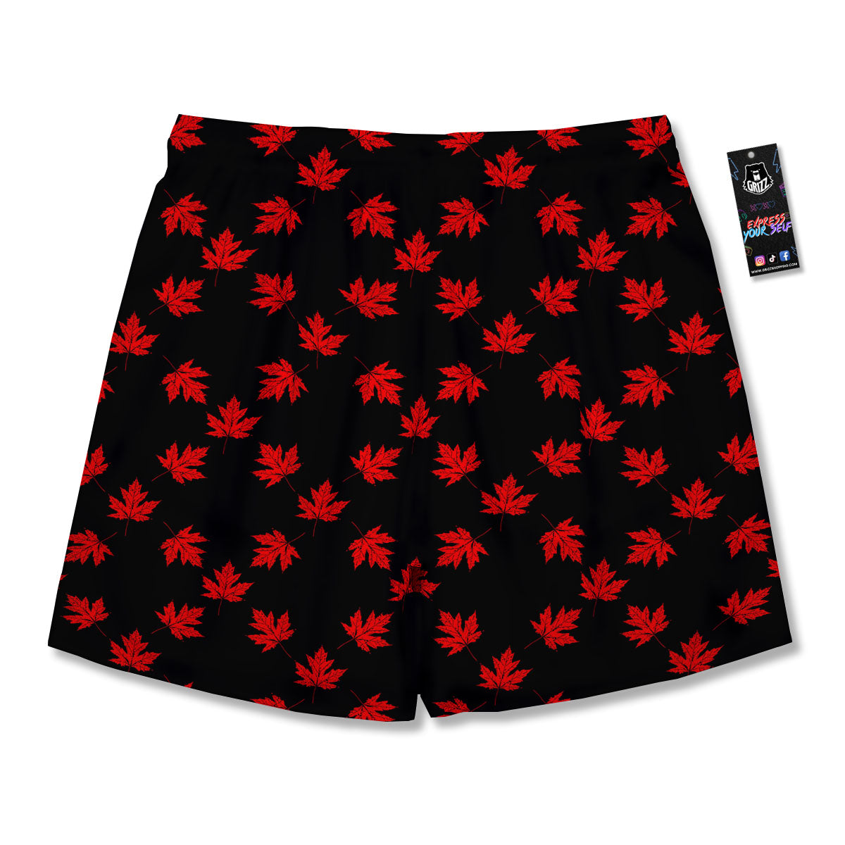 Canadian Maple Leaf Red And Black Print Men's Running Shorts-grizzshop