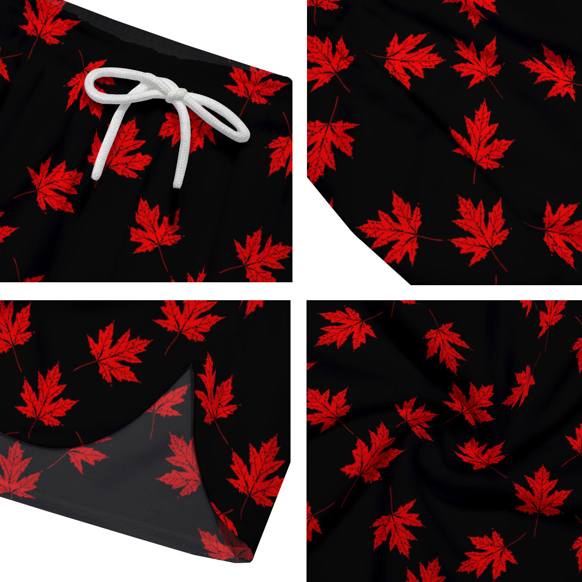 Canadian Maple Leaf Red And Black Print Men's Running Shorts-grizzshop