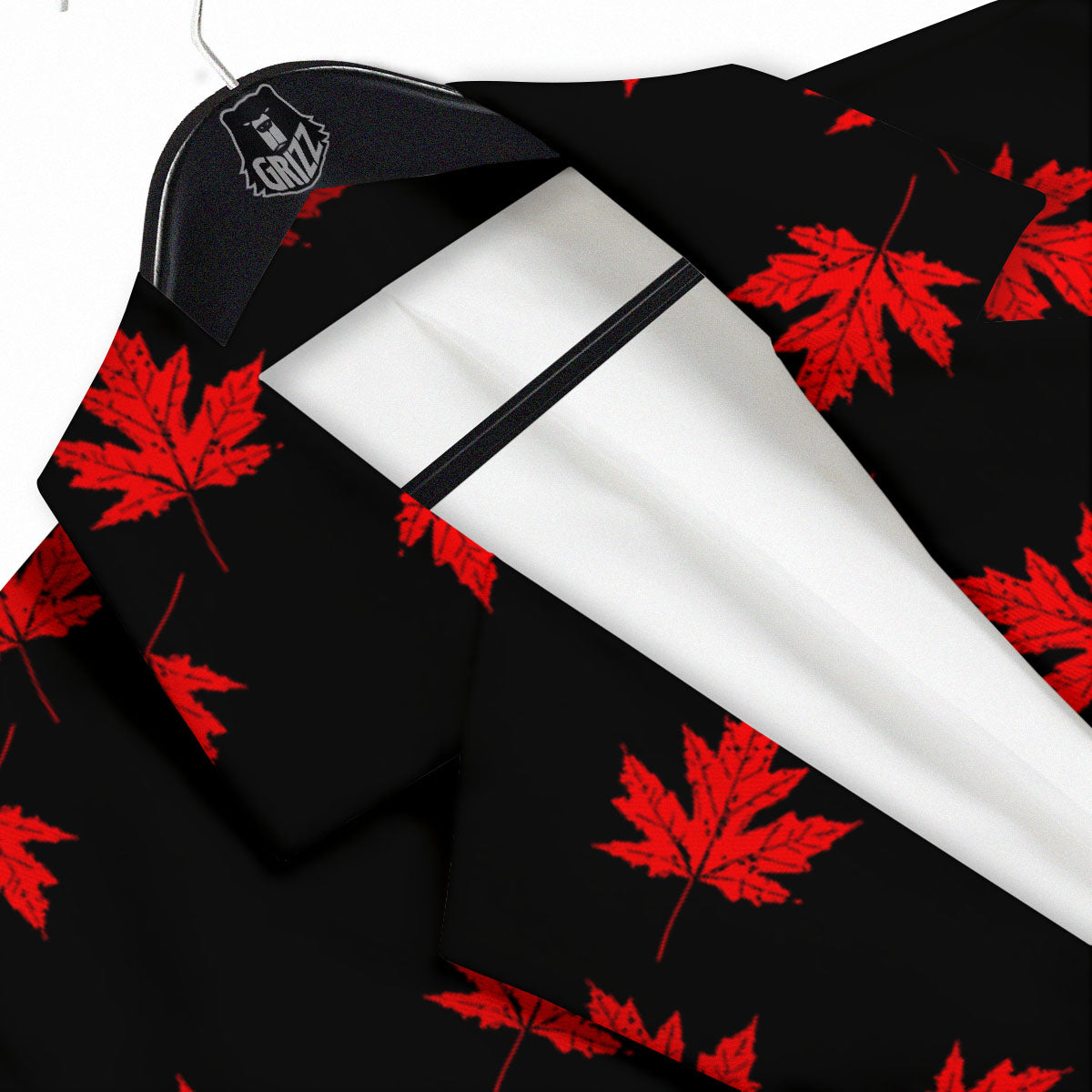 Canadian Maple Leaf Red And Black Print Men's Sport Coat-grizzshop