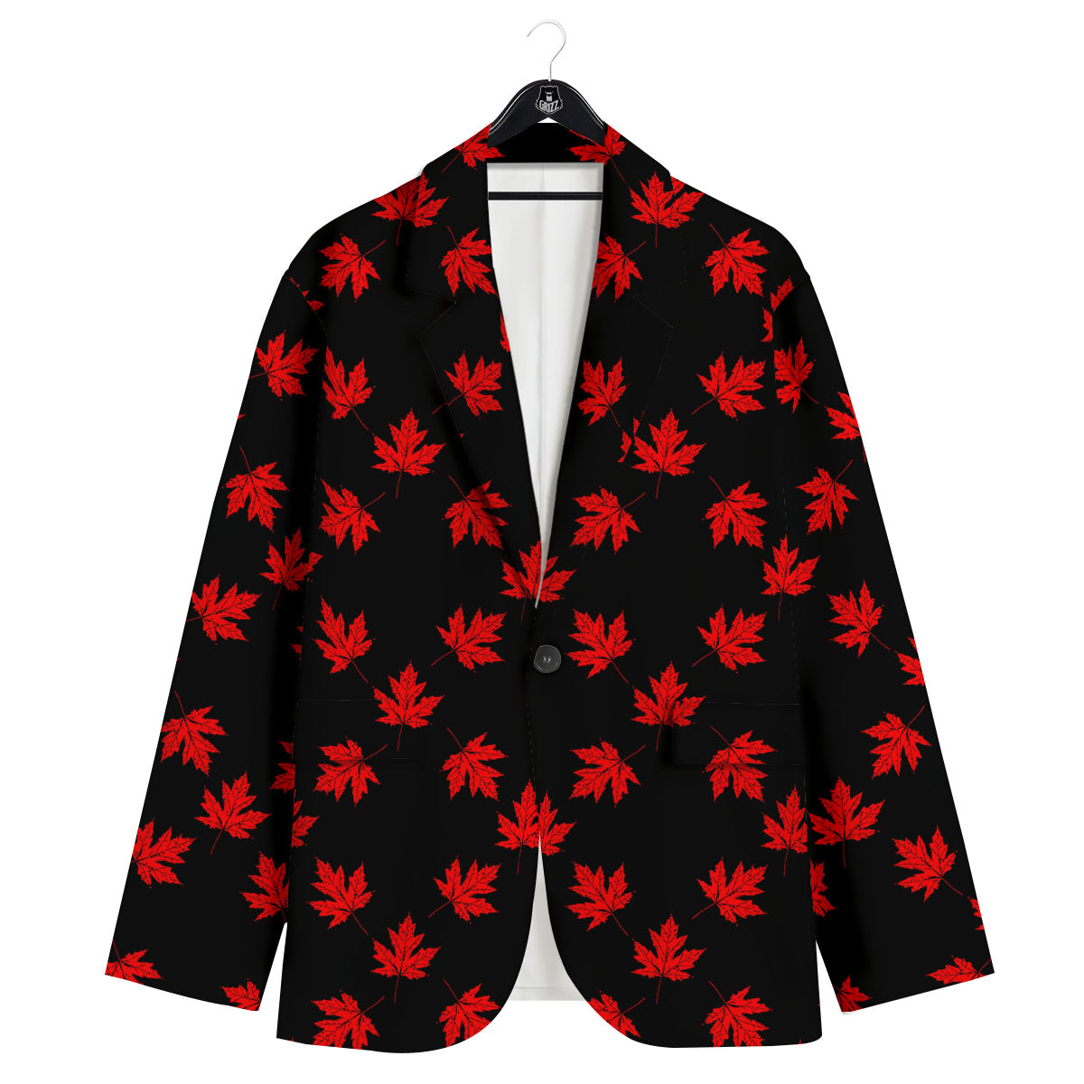 Canadian Maple Leaf Red And Black Print Men's Sport Coat-grizzshop