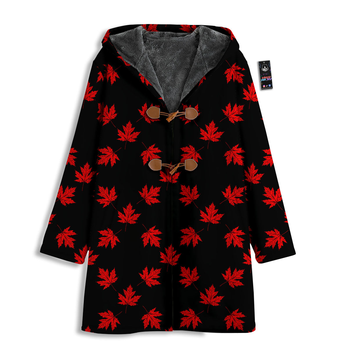 Canadian Maple Leaf Red And Black Print Men's Windbreaker Jacket-grizzshop