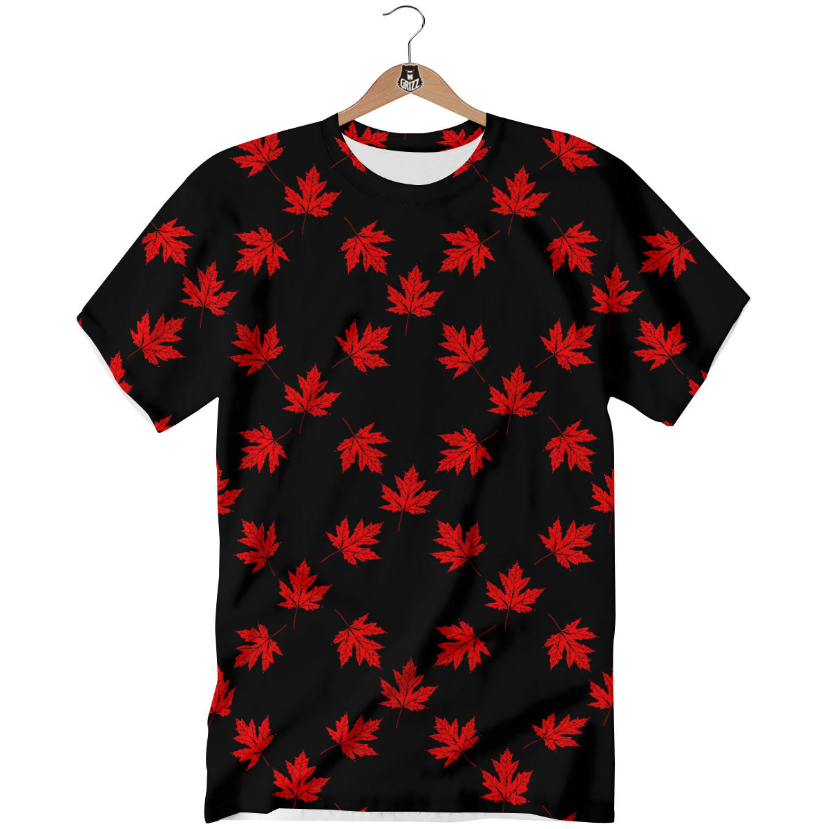 Canadian Maple Leaf Red And Black Print T-Shirt-grizzshop