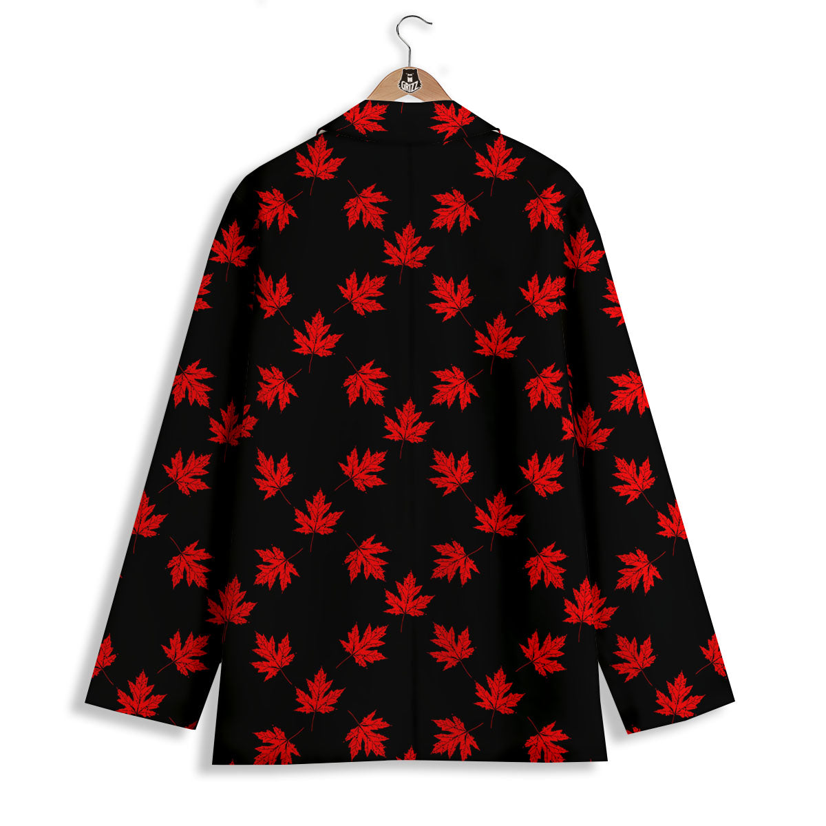 Canadian Maple Leaf Red And Black Print Women's Blazer-grizzshop