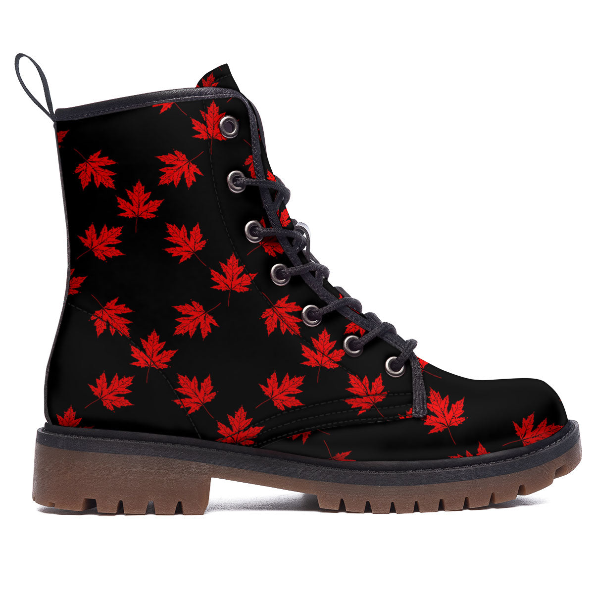 Canadian Maple Leaf Red And Black Print Work Boots-grizzshop