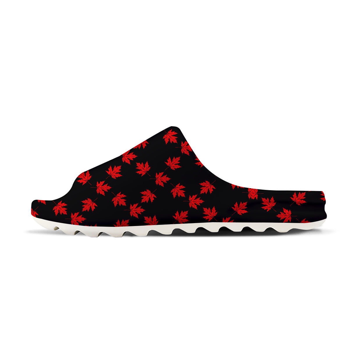 Canadian Maple Leaf Red And Black Print Sandals-grizzshop