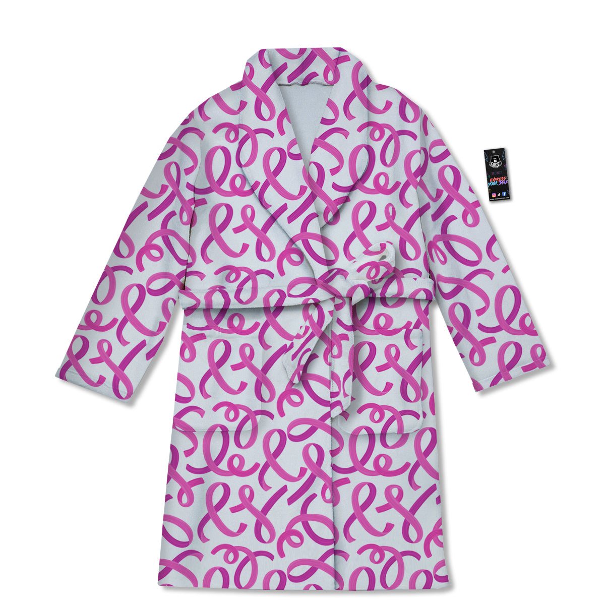 Cancer Awareness Print Pattern Bathrobe-grizzshop