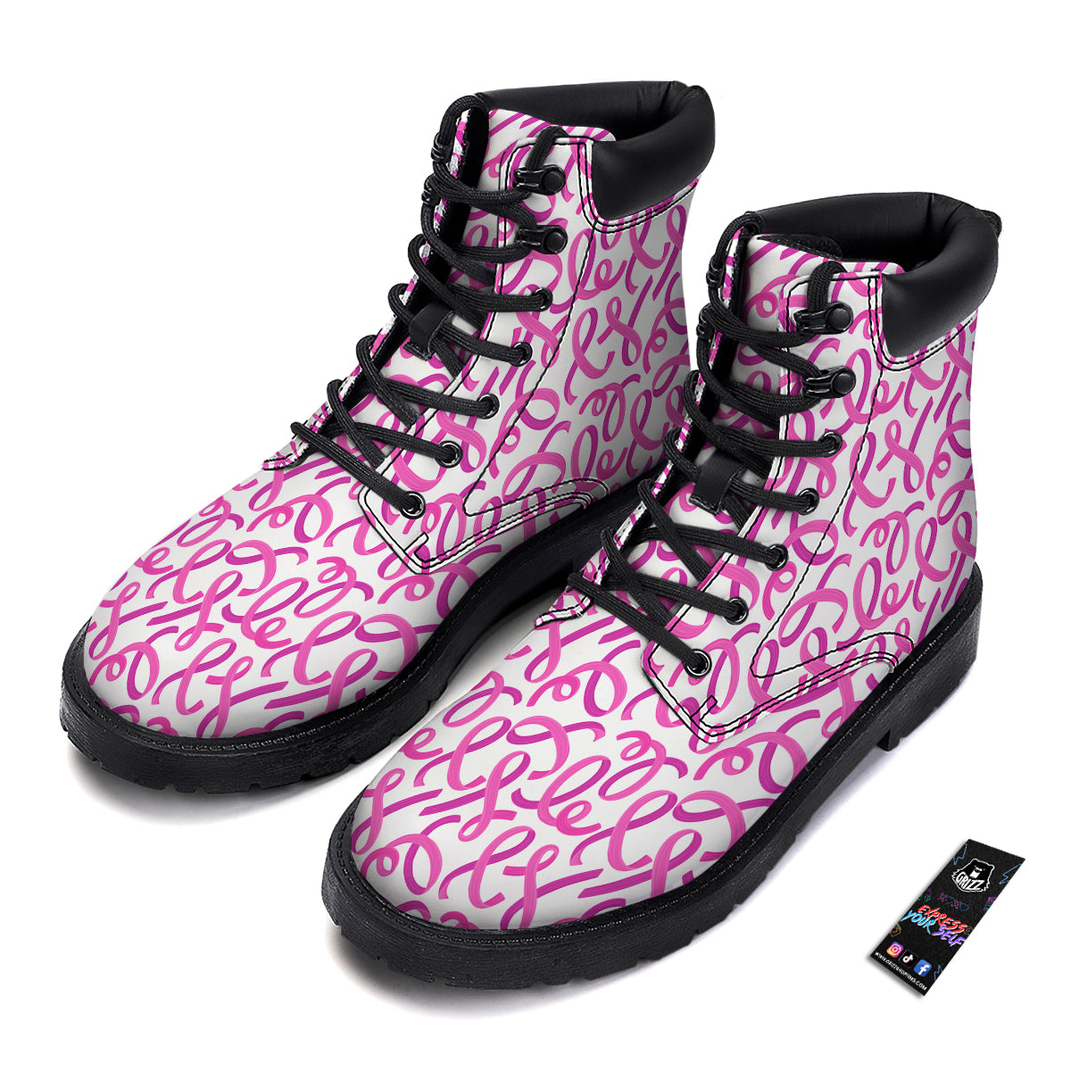 Cancer Awareness Print Pattern Boots-grizzshop