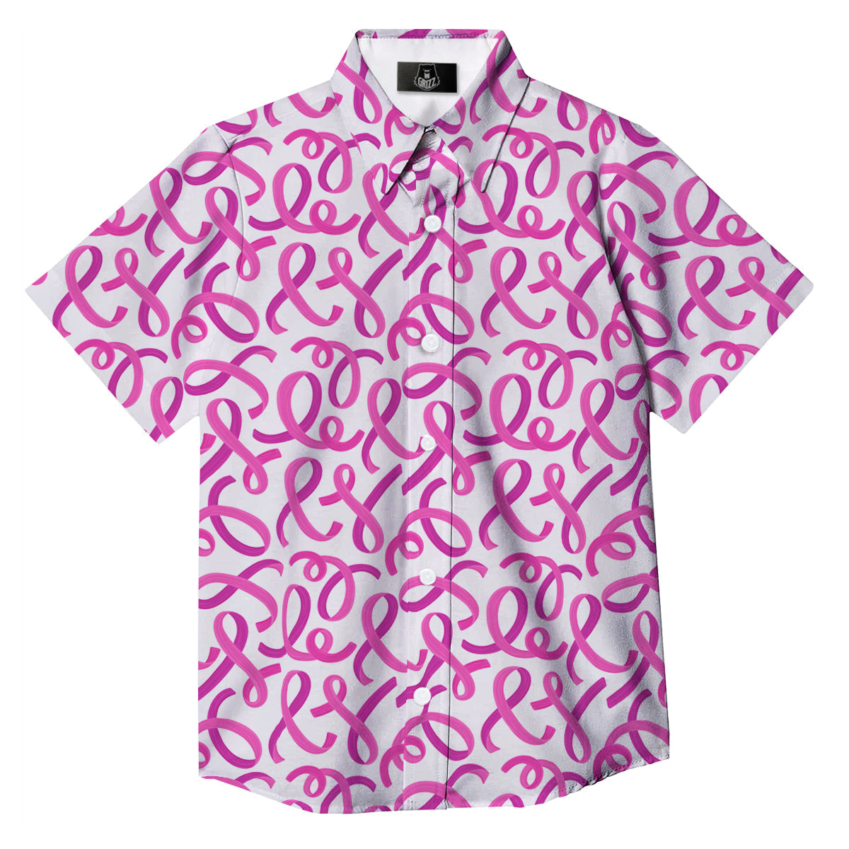 Cancer Awareness Print Pattern Button Up Shirt-grizzshop