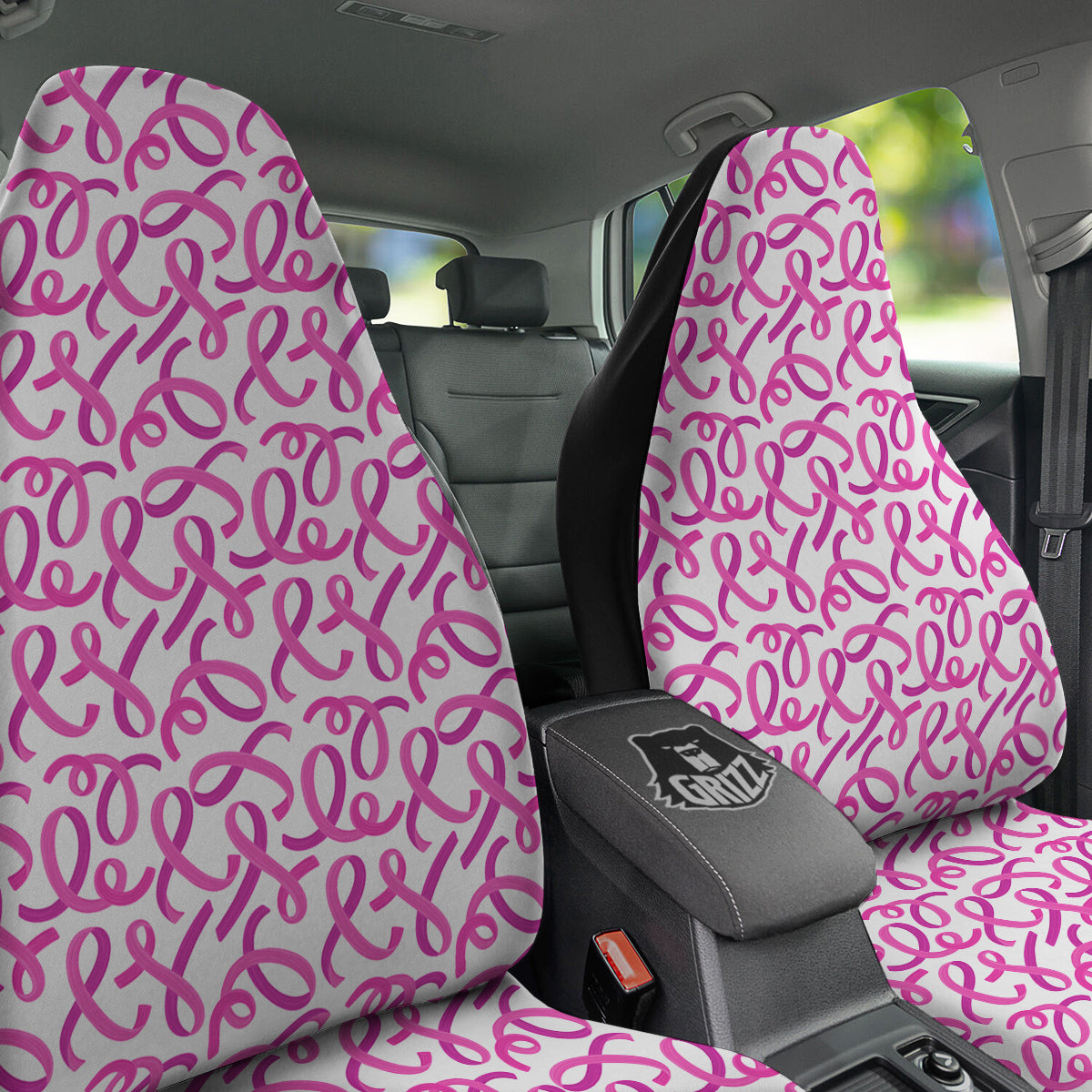 Cancer Awareness Print Pattern Car Seat Covers-grizzshop