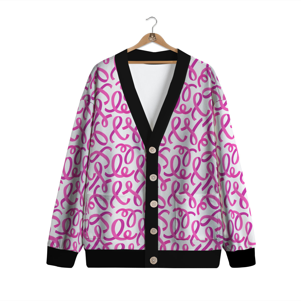 Cancer Awareness Print Pattern Cardigan-grizzshop