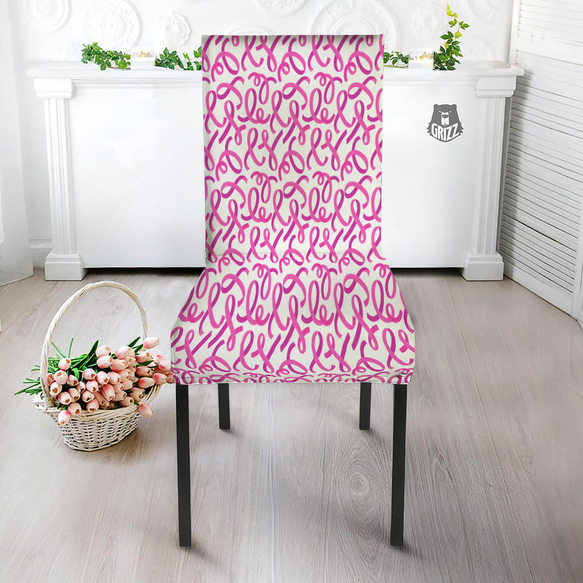 Cancer Awareness Print Pattern Dining Chair Slipcover-grizzshop
