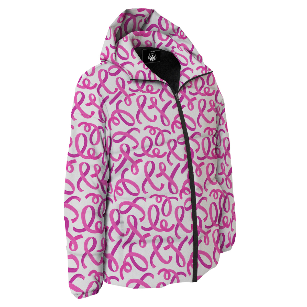 Cancer Awareness Print Pattern Down Jacket-grizzshop