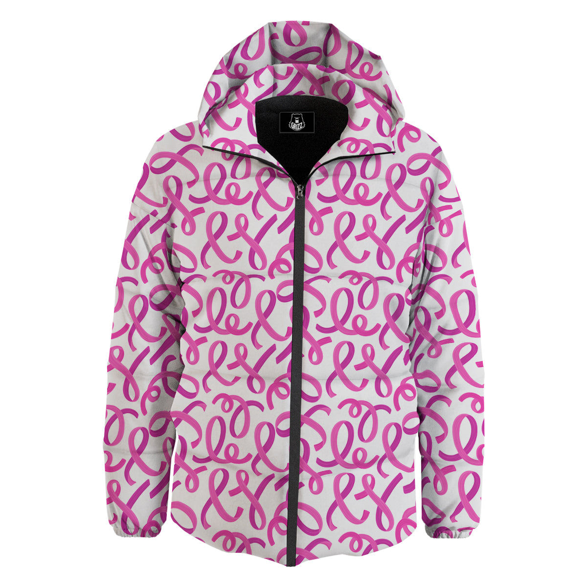 Cancer Awareness Print Pattern Down Jacket-grizzshop