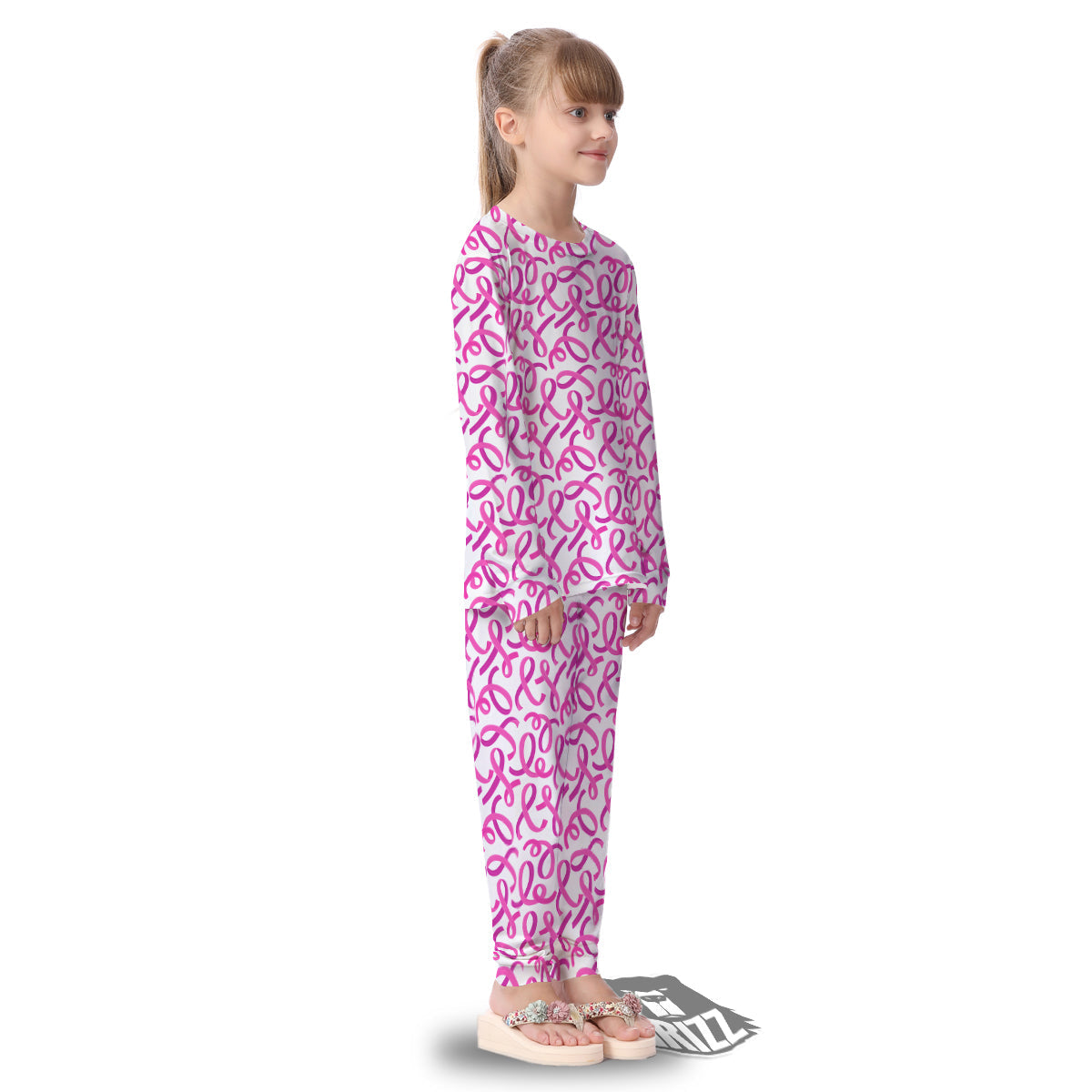 Cancer Awareness Print Pattern Kid's Pajamas-grizzshop