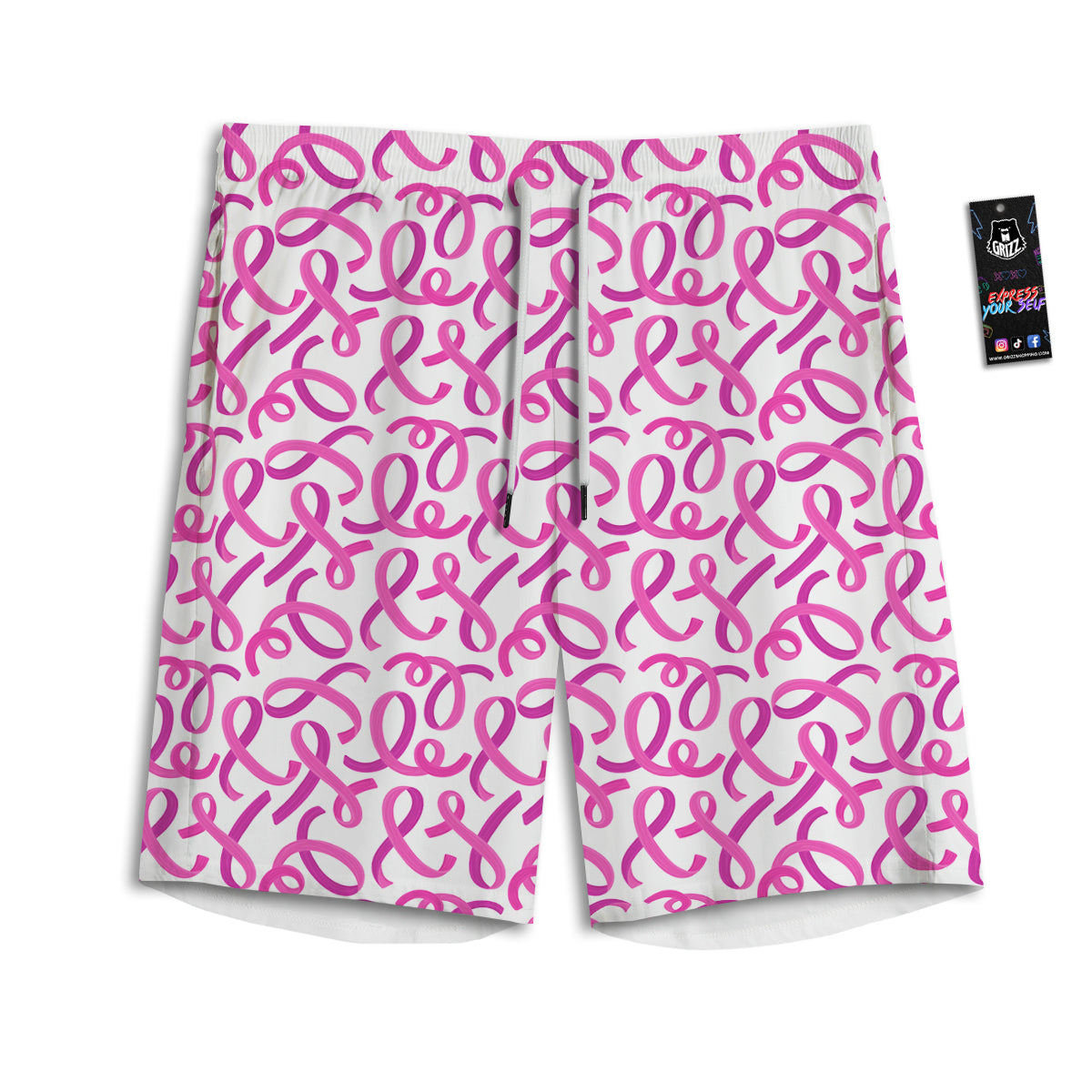 Cancer Awareness Print Pattern Men's Athletic Shorts