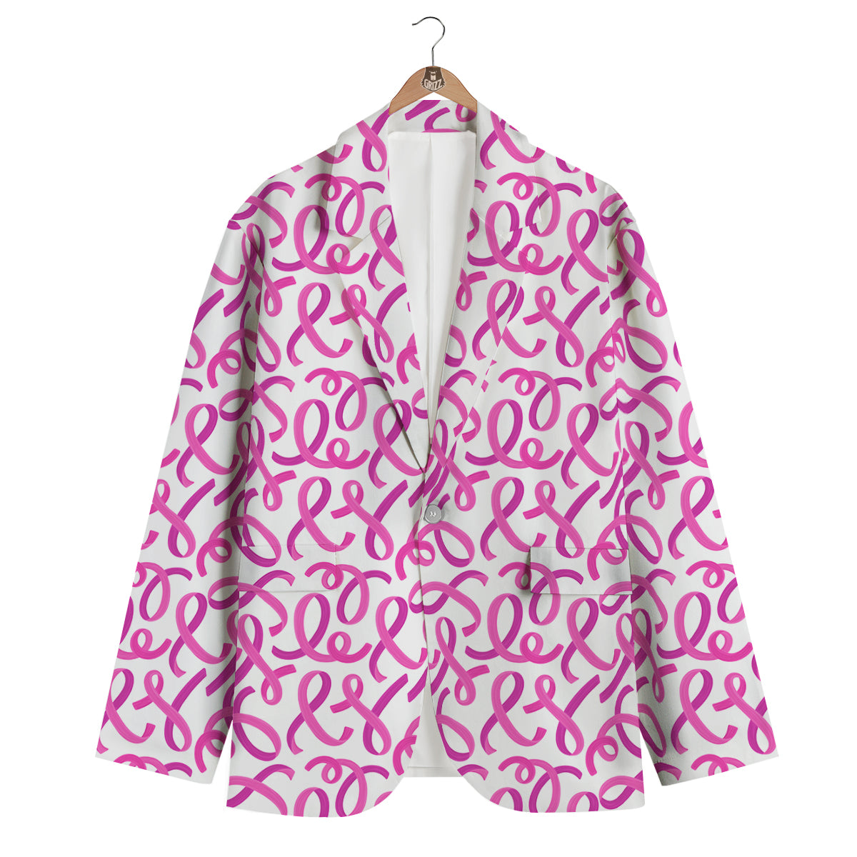 Cancer Awareness Print Pattern Men's Blazer-grizzshop