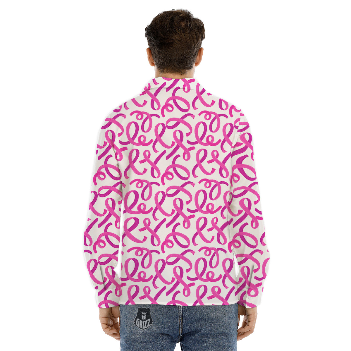 Cancer Awareness Print Pattern Men's Dress Shirts-grizzshop