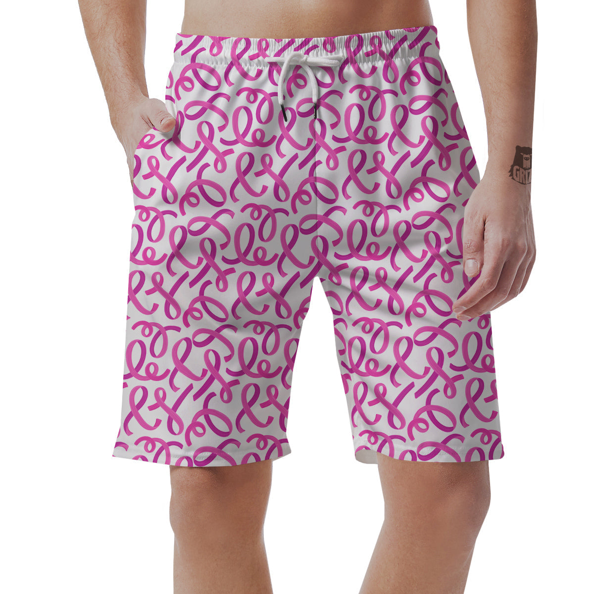 Cancer Awareness Print Pattern Men's Shorts-grizzshop