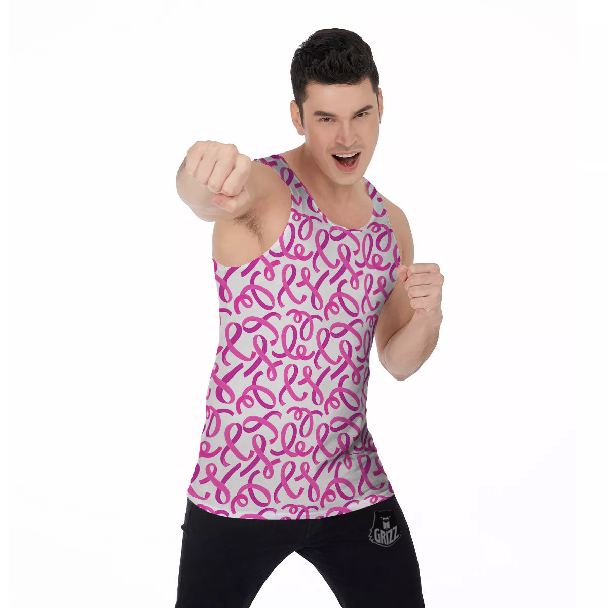 Cancer Awareness Print Pattern Men's Tank Top-grizzshop