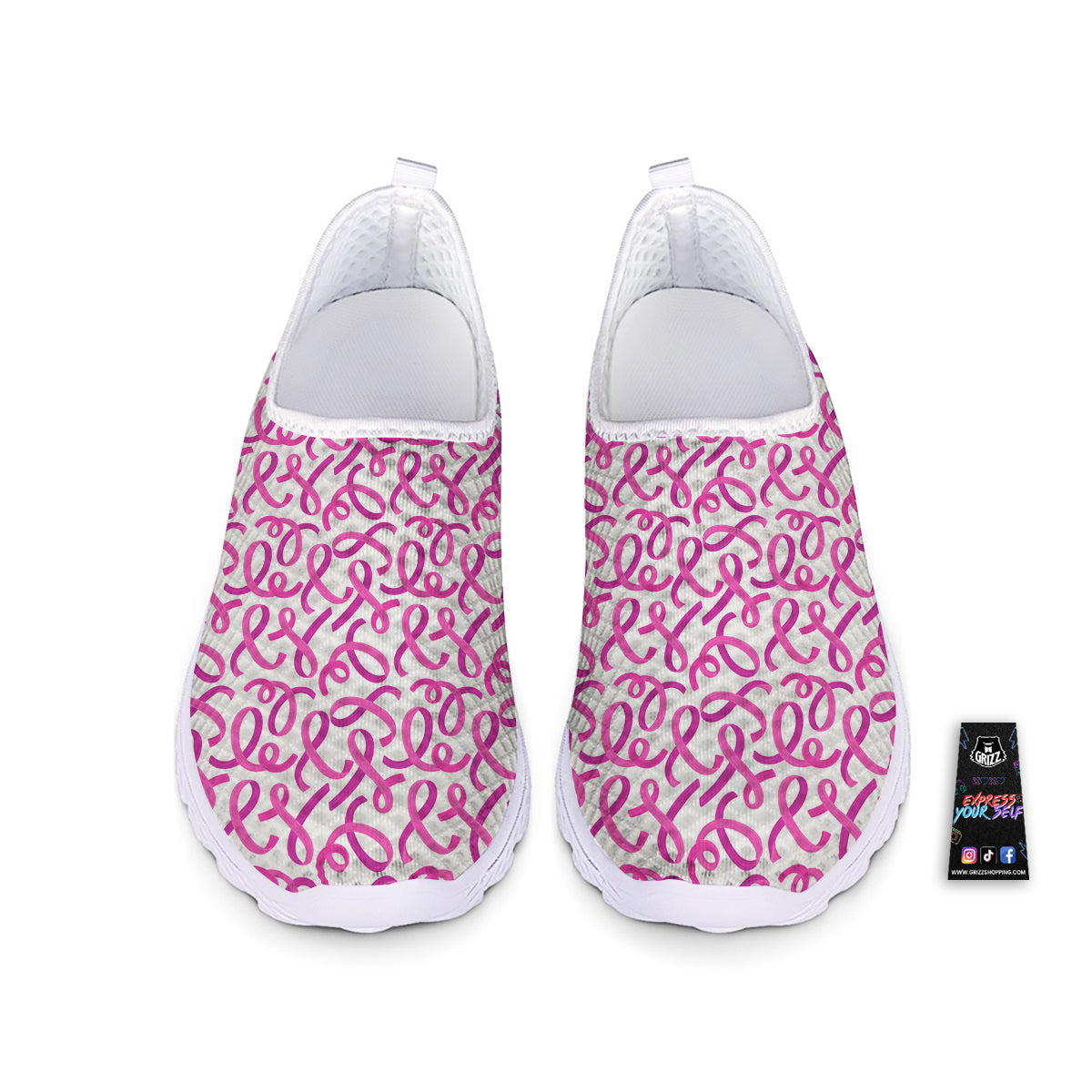 Cancer Awareness Print Pattern Nurse Shoes-grizzshop