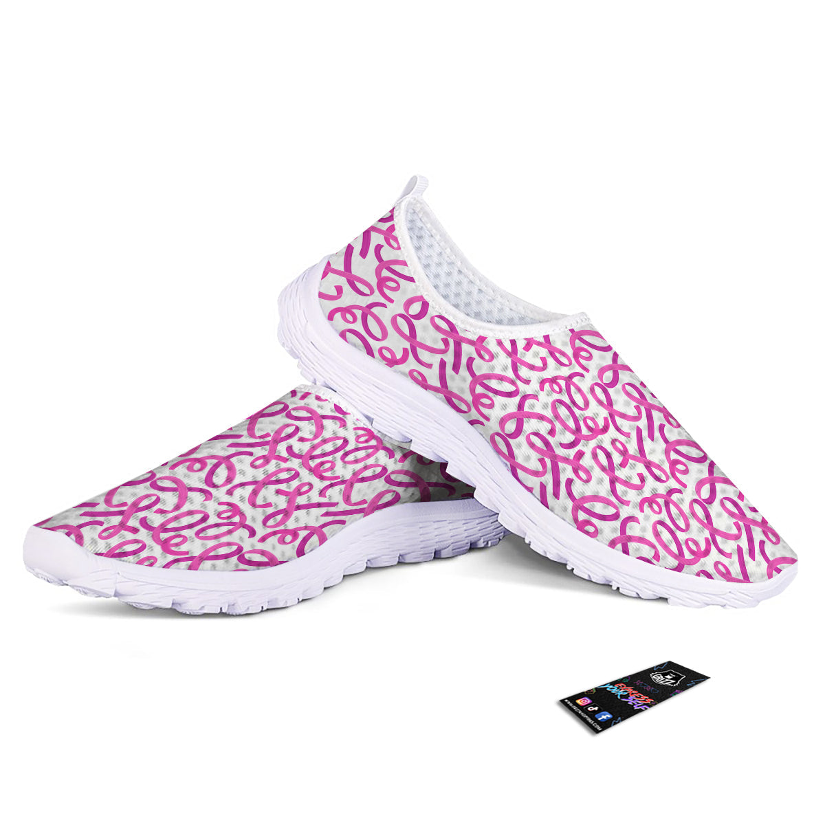 Cancer Awareness Print Pattern Nurse Shoes-grizzshop