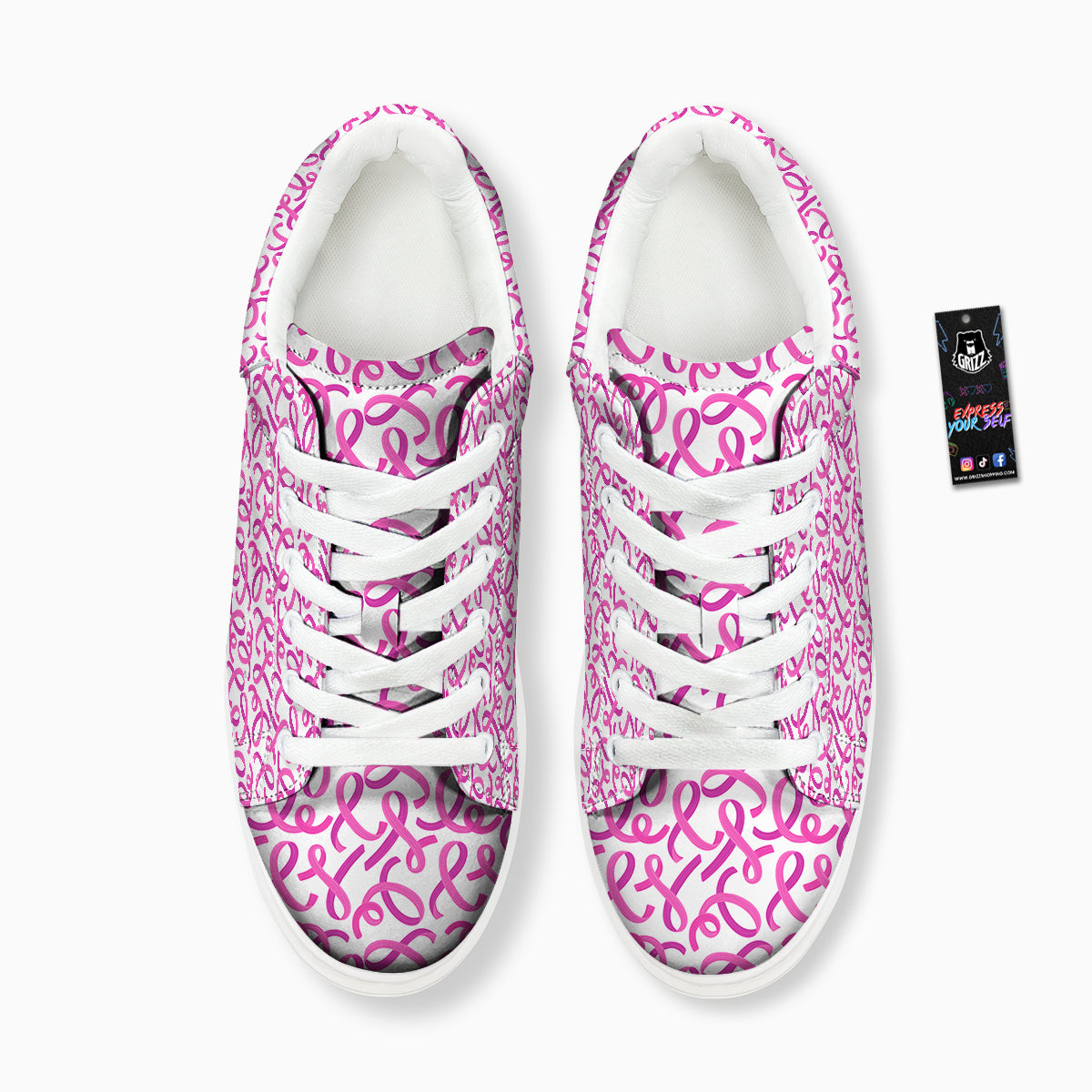 Cancer Awareness Print Pattern Platform Shoes-grizzshop