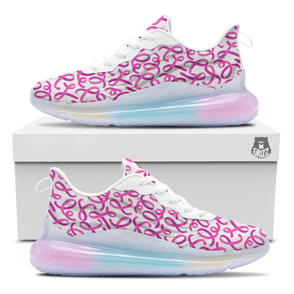 Cancer Awareness Print Pattern Running Sneakers-grizzshop
