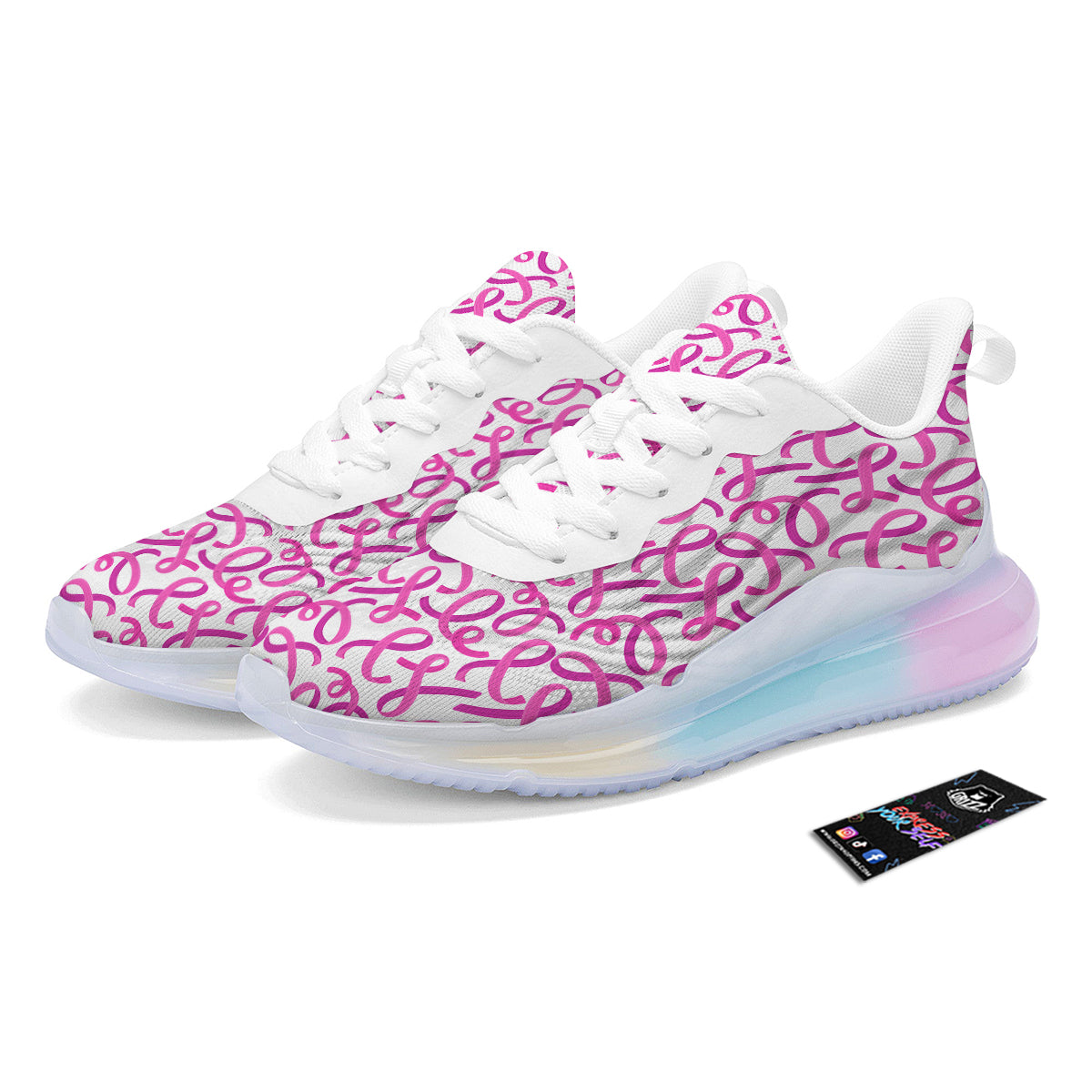 Cancer Awareness Print Pattern Running Sneakers-grizzshop