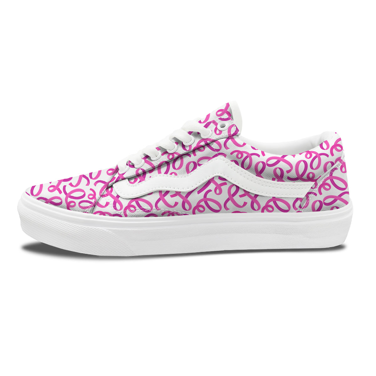 Cancer Awareness Print Pattern Skate Shoes-grizzshop